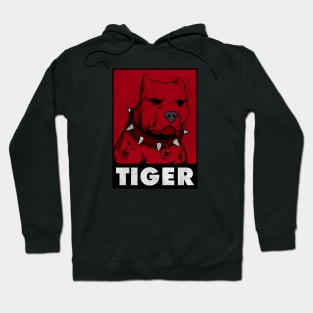 Pitbull Collar Spikes Red Tiger Funny I love mom Tattoo Hoodie